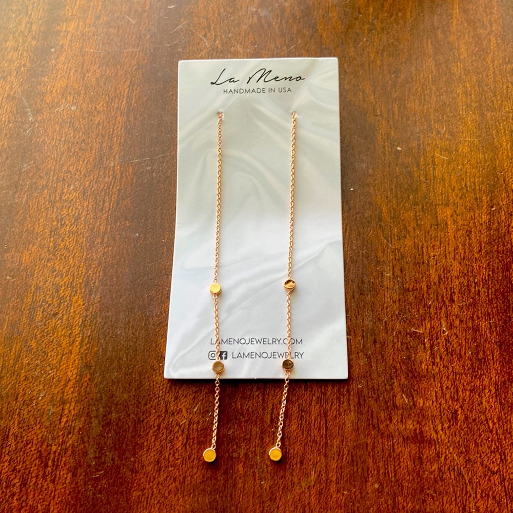 New La Meno Drop Earrings - Rose Gold